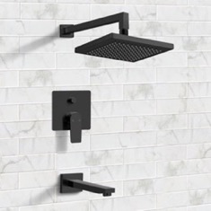Matte Black Tub and Shower Faucet Set